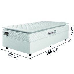 Cama Box Solteiro Colchão Espuma D33 Pillow Top New Millenium 88x188x57cm Branco Hellen - 4