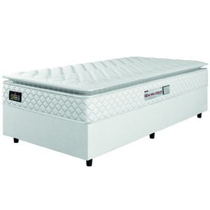 Cama Box Solteiro Colchão Espuma D33 Pillow Top New Millenium 88x188x57cm Branco Hellen