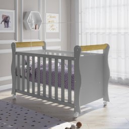 Quarto de Bebê Completo Berço 2 em 1 Cômoda 1 Porta Guarda Roupa 3 Portas Údine Retrô  - 2