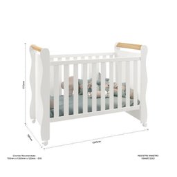 Quarto de Bebê Completo Berço 2 em 1 Cômoda 1 Porta Guarda Roupa 3 Portas Údine Retrô  - 4