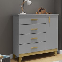 Quarto de Bebê Completo Berço 2 em 1 Cômoda 1 Porta Guarda Roupa 3 Portas Údine Retrô  - 5