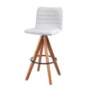 Ver imagem 3 de Kit 2 Banquetas Lucy Giratórias em Madeira Castanho com Linho Cor Alumínio – Exclusiva Linho Alumíni