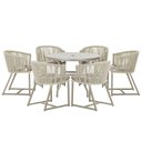 Ver imagem 1 de Mesa com 6 Cadeiras de Jantar Roma 120cm e Noronha em Alumínio Fendi Corda Náutica Estofado 6 Trama