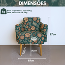 Ver imagem 5 de Poltrona Decorativa Estampada/florida Pé Palito Madeira Confortável