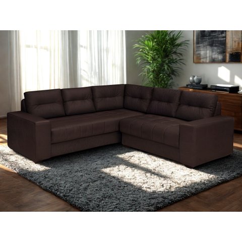 Sofá de Canto Berlim 5 Lugares União Estofados Veludo Marrom