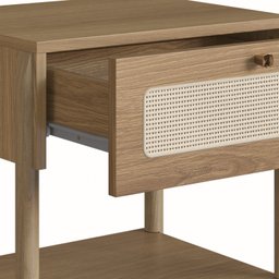 Mesa de Cabeceira 1 Gaveta Palhinha Pé Madeira Oslo  - 7