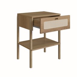 Mesa de Cabeceira 1 Gaveta Palhinha Pé Madeira Oslo  - 4