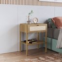 Ver imagem 1 de Mesa de Cabeceira 1 Gaveta Palhinha Pé Madeira Oslo Marrom