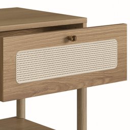 Mesa de Cabeceira 1 Gaveta Palhinha Pé Madeira Oslo  - 8
