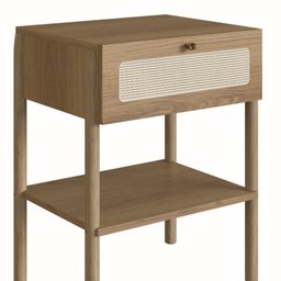 Mesa de Cabeceira 1 Gaveta Palhinha Pé Madeira Oslo  - 6