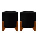 Ver imagem 2 de 2 Puff Principe Thor Redondo Pés de Madeira Tecido Veludo:preto