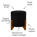 Ver imagem 3 de 2 Puff Principe Thor Redondo Pés de Madeira Tecido Veludo:preto