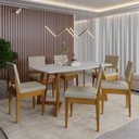 Ver imagem 1 de Conjunto Sala de Jantar Mesa 6 Cadeiras MDF Miami Bege
