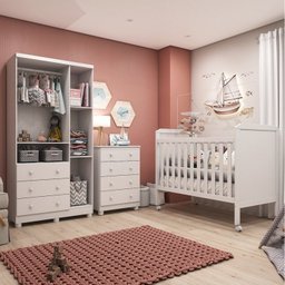 Quarto de Bebê Completo com Berço Guarda-Roupa 3 Portas e Cômoda 100% MDF Ciranda Espresso Móveis - 2