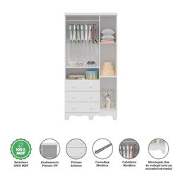 Quarto de Bebê Completo com Berço Guarda-Roupa 3 Portas e Cômoda 100% MDF Ciranda Espresso Móveis - 10