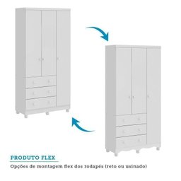 Quarto de Bebê Completo com Berço Guarda-Roupa 3 Portas e Cômoda 100% MDF Ciranda Espresso Móveis - 7