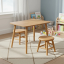 Ver mais imagens de Conjunto de Mesinha e 2 Banquinhos Infantil Torneados em Madeira Maciça Natural Acetinado