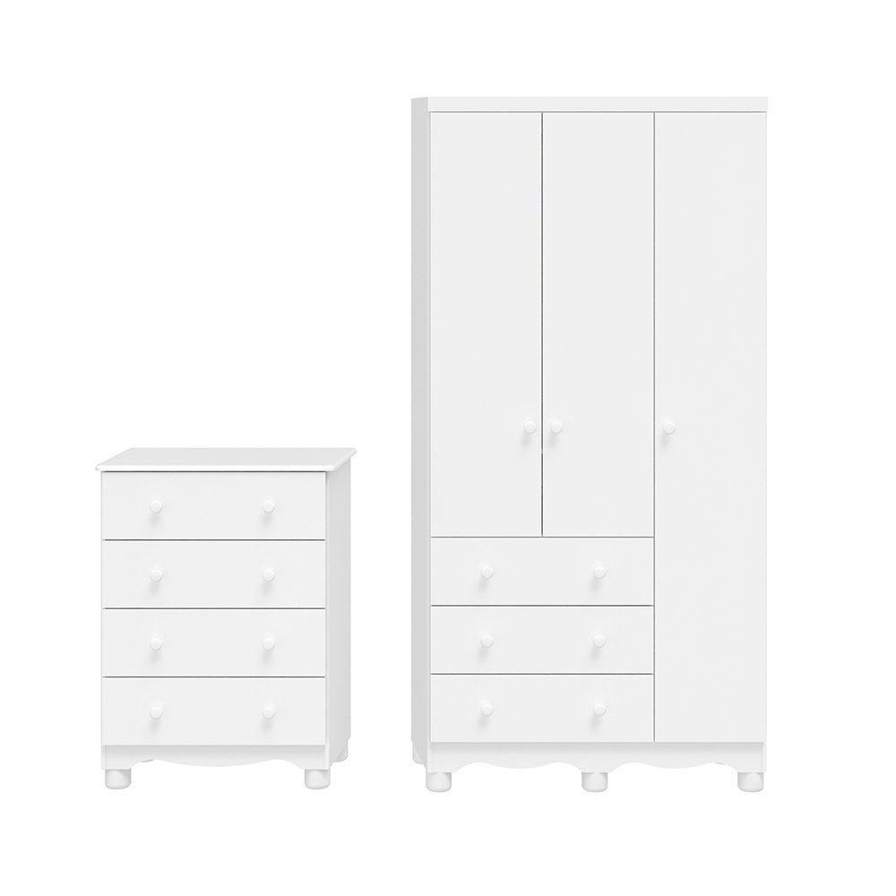 Quarto Infantil com Guarda Roupa 3 Portas e Cômoda 4 Gavetas Mimo 100% MDF Espresso Móveis - 3