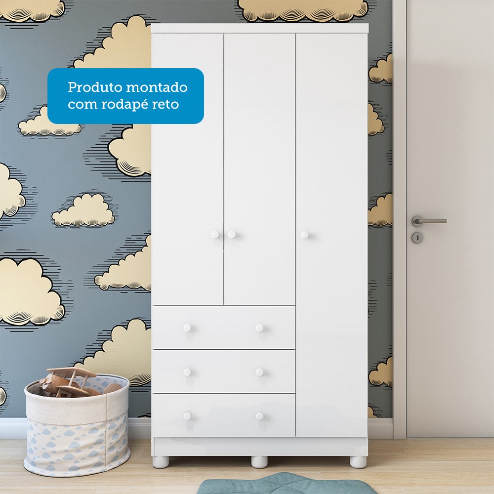 Quarto Infantil com Guarda Roupa 3 Portas e Cômoda 4 Gavetas Mimo 100% MDF Espresso Móveis - 5