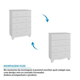 Quarto Infantil com Guarda-Roupa 3 Portas e Cômoda 4 Gavetas 100% MDF Mimo Espresso Móveis Branco/Brilho - 5 Quarto Infantil com Guarda-Roupa 3 Portas e Cômoda 4 Gavetas 100% MDF Mimo Espresso Móveis Branco/Brilho - 5