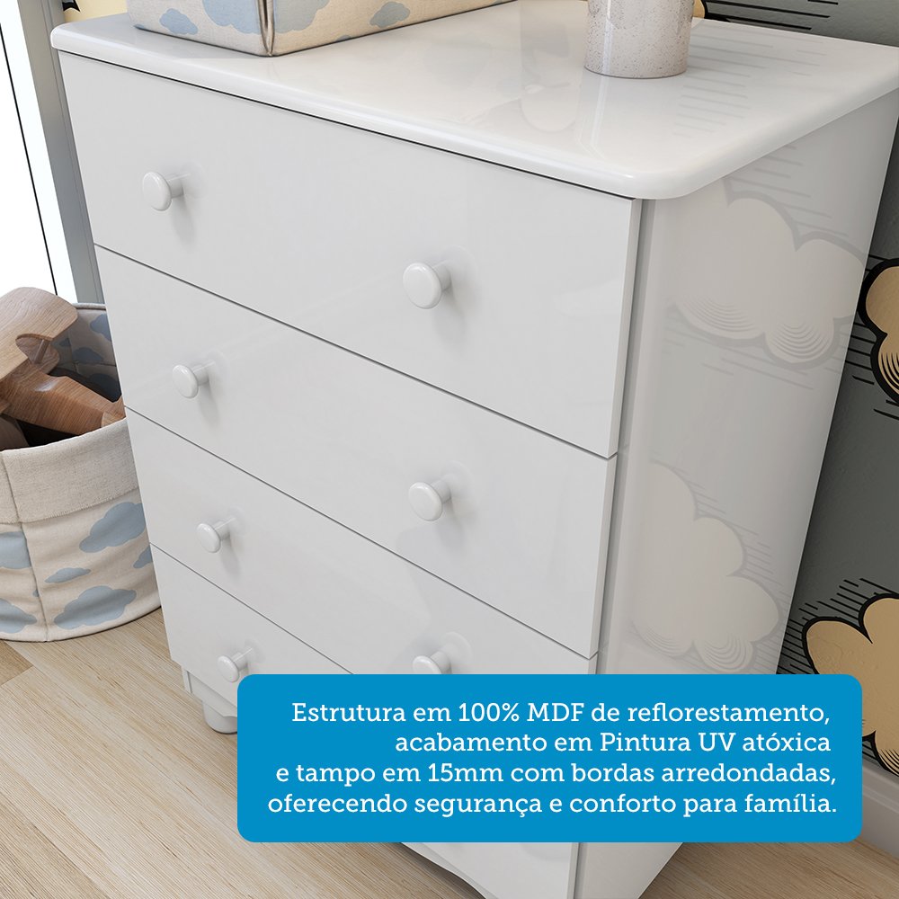 Quarto Infantil com Guarda Roupa 3 Portas e Cômoda 4 Gavetas Mimo 100% MDF Espresso Móveis - 7