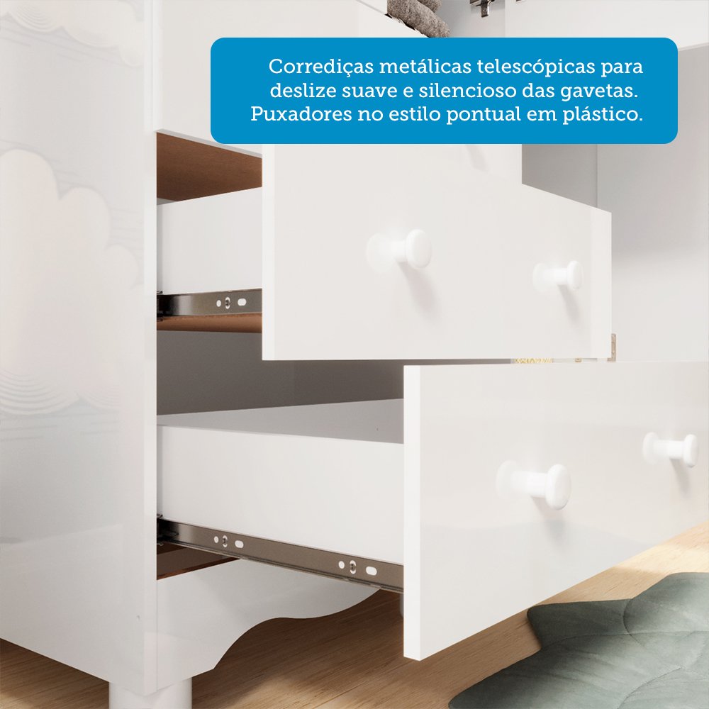 Quarto Infantil com Guarda Roupa 3 Portas e Cômoda 4 Gavetas Mimo 100% MDF Espresso Móveis - 8