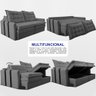 Sofá Baú sem Caixa Retrátil 1,80m Softgel Petit Boucle Cinza Escuro Cama Inbox - 5