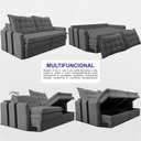 Ver imagem 5 de Sofá Baú sem Caixa Retrátil 1,80m Softgel Petit Boucle Cinza Escuro Cama Inbox