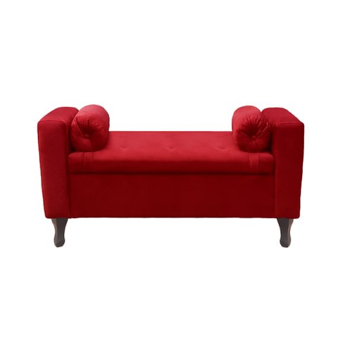 Recamier Baú Félix 120cm Suede Vermelho - Dominic Decor Felix