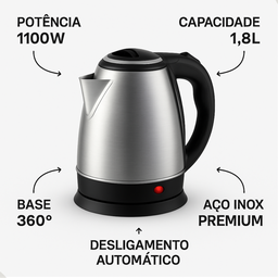 Chaleira Elétrica Haüskraft 1100w Inox 127v 1.8l - 6