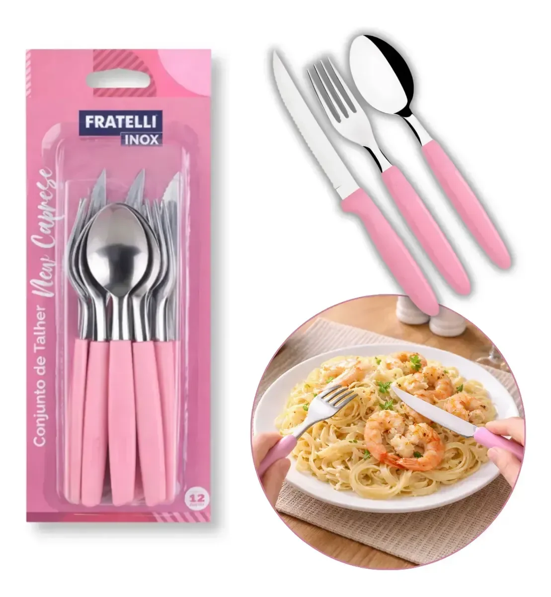 Ver imagem 4 de Conjunto Talheres 12 Peças de Inox /Rosa