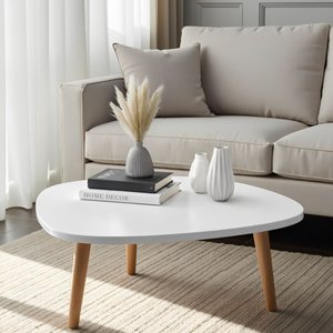 Mesa de Centro Orgânica Moderna para Sala Pés Madeira