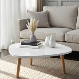 Mesa de Centro Orgânica Moderna para Sala Pés Madeira - 1