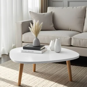 Mesa de Centro Orgânica Moderna para Sala Pés Madeira