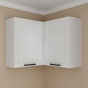 Ver imagem 1 de Armário Aéreo de Canto 2 Portas Almofada Americana 90cm TM1311 MDF Grazi Branco