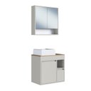 Ver imagem 2 de Conjunto para Banheiro Gabinete Suspenso 60cm com Cuba e Espelheira Bangladesh Bege/Arenas