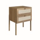 Ver imagem 2 de Mesa de Cabeceira 2 Gavetas Palhinha Pé Madeira Oslo 