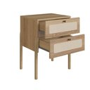 Ver imagem 4 de Mesa de Cabeceira 2 Gavetas Palhinha Pé Madeira Oslo 