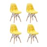 Kit 4 Cadeiras Charles Eames Botonê Eiffel Wood Estofada Couro - Amarela - 1