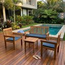 Ver imagem 1 de Conjunto Relax para Área Externa em Madeira Maciça 1 Sofá 2 Poltronas 1 Mesa Yescasa Marrom/Amadeirado