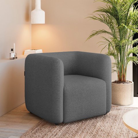 Poltrona Decorativa para Sala de Estar Laguna Bouclê Cinza