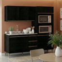 Ver imagem 1 de Armário de Cozinha Compacta Modulada 3 Peças Milão Menu Móveis Preto