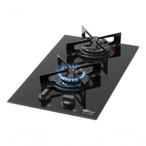 Fogão Cooktop com Alimentação Gás Fischer Preto 2 Queimadores Bivolt