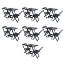 Ver imagem 1 de Kit 7 Conjuntos De Mesa Dobravel Com 2 Cadeiras De Madeira 70X70 Para Restaurante E Bar - Preto