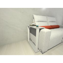 Mesinha Lateral para Sofá, Mesa Apoio, Mesa Auxiliar Sofá, Mesinha de Sofá Branco e Cinza - 3
