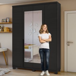 Guarda Roupa Solteiro com Espelho 4 Portas 2 Gavetas Alonzo Móveis Lopas - 7