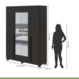 Guarda Roupa Solteiro com Espelho 4 Portas 2 Gavetas Alonzo Móveis Lopas - 5