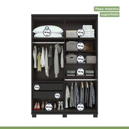 Guarda Roupa Solteiro com Espelho 4 Portas 2 Gavetas Alonzo Móveis Lopas - 6