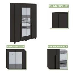 Guarda Roupa Solteiro com Espelho 4 Portas 2 Gavetas Alonzo Móveis Lopas - 2