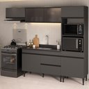 Ver imagem 1 de Armário de Cozinha Modulada Completa com Pia 251,5cm Milano Multimóveis MCR2395 Grafite/Preto